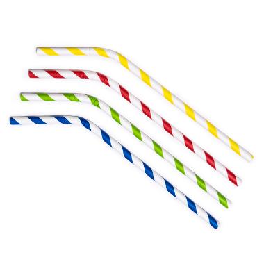 Sugerør Ø6x245 mm med knæk Bionedbrydelig Papir Forskellige farver 500 STK/ps