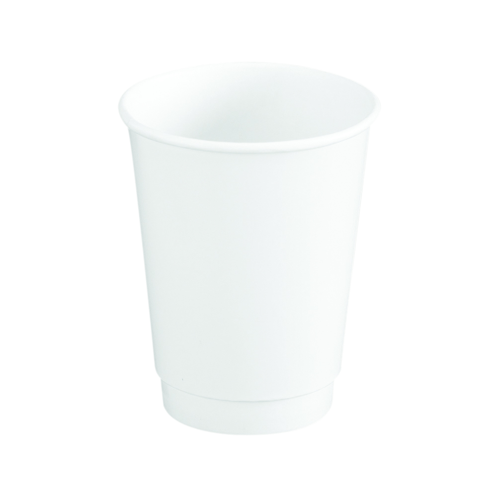 Kaffekrus, double wall, white, Ø8x90m, 12 oz, 500 stk/krt