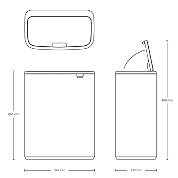Bo touch bin white 60l 38x59,5x75cm 1stk