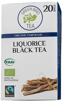 Green Bird Lakrids Sort Te Økologisk Fairtrade Krav 8x20 breve